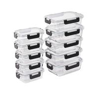 Relaxdays Set 10 contenitori in Vetro ermetici 2 Misure, 6x18x14 cm, Trasparenti