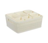 Relaxdays Organizer Portaoggetti da Cassetto, Set da 10 Scatole di Organizzazione Scrivania o Bagno, Plastica, Bianco