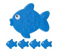 Relaxdays Set 10 Sticker a Pesce, Adesivi Antiscivolo Doccia, Pad per Vasca da Bagno per Bambini, con Ventose, Blu