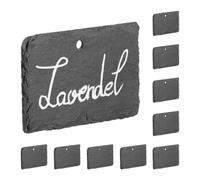 Relaxdays Targhette per Piante, Set 10 Lavagnette per Erbe Aromatiche, Giardino e Orto, Cartellini in Ardesia, Antracite, 7 x 10 x 0,5 cm