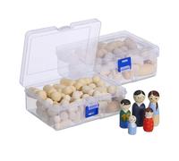 Relaxdays Set 100 Omini Legno, Figure Peg Doll da Dipingere, Gioco Bambini, Kit Lavoretti Creativi da Colorare, Naturale