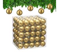 Relaxdays Palline di Natale, Set 100 Palle Albero, Addobbi Natalizi, ∅ 6 cm, Sfere in Plastica Design Opaco, Dorate