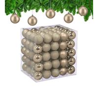Relaxdays Palline di Natale, Set 100 Palle Albero, Addobbi Natalizi, ∅ 6 cm, Plastica Opaca, Lucida, Glitter, Champagne