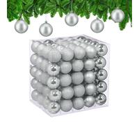 Relaxdays Palline di Natale, Set 100 Palle Albero, Addobbi Natalizi, ∅ 6 cm, in Plastica Opaca, Lucida, Glitter, Argento
