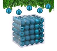Relaxdays Palline di Natale, Set 100 Palle Albero, Addobbi Natalizi, ∅ 6 cm, Plastica Opaca, Lucida, Glitter, Petrolio