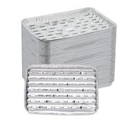 Relaxdays Vaschette in Alluminio per Barbecue, Set da 100, LxP: 34x22 cm, Vassoi Forati per Grill, Fino 260°C, Argentato, 3 x 34 x 22 cm