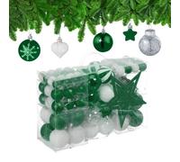 Relaxdays Palline di Natale, Set 101 Addobbi Natalizi in Plastica, Decorazioni per Albero, Vari Design, Puntale, Verde