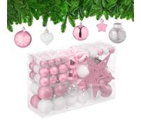Relaxdays Palline di Natale, Set 101 Addobbi Natalizi in Plastica, Decorazioni per Albero in Vari Design, Puntale, Rosa