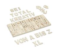 Relaxdays Set 104 letterine in legno per fai da te