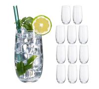 Relaxdays Set 12 Bicchieri in Vetro per Acqua e Bibite, 520 ml, Lavabili in Lavastoviglie, Servizio Tavola, Trasparente