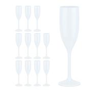 Relaxdays Bicchieri Flute di Plastica, Set da 12, Antiurto, Riutilizzabili, Senza BPA, Champagne e Spumante, Bianco