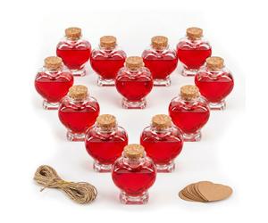 Relaxdays Set 12 bottiglie vetro cuore