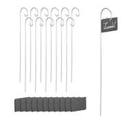 Relaxdays Targhette per Piante, Set 12 Lavagnette con Asta per Piantine Orto, Cartelli in Ardesia, Antracite Argentato, 42,5 x 10 x 6 cm