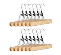 Relaxdays Set 12 Grucce con Morsetto in Legno, Pinze per Pantaloni & Gonne, Ganci Girevoli a 360°, HLP: 17x25x2,3 cm, Beige, 2.3x25x17 cm, Unità
