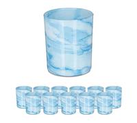 Portacandele vetro set 12 bicchieri lumini porta candele celeste blu decorazioni