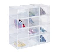 Scatole di plastica per scarpe Contenitori impilabili Box trasparenti 12 pz.