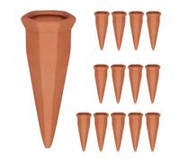 Relaxdays Coni da Irrigazione a Goccia, Set da 14 Irrigatori per Bottiglie da 1,5 Litri, Annaffiare Piante, Terracotta, Ceramica