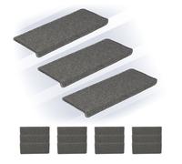 Relaxdays Tappetini Antiscivolo Scale Interne, Set 15 Tappeti Adesivi Gradini, 65x24 cm, Strisce Coprigradini, Grigio, Plastica
