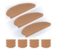 Relaxdays Tappetini Antiscivolo Scale Interne, Set 15 Tappeti Adesivi per Gradini, 65x24 cm, Strisce Coprigradini, Beige, Plastica
