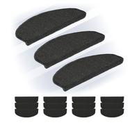 Relaxdays Tappetini Antiscivolo Scale Interne, Set 15 Tappeti Adesivi per Gradini, 65x24 cm, Coprigradini, Grigio Scuro, Plastica