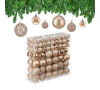 Relaxdays Set 150 Palline di Natale, Addobbi Natalizi, Opache, Lucide, Glitterate, ∅ 3,4 e 6 cm, Decorazioni, Champagne