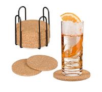 Relaxdays Set 16 Sottobicchieri in Sughero, Sottobottiglia da Tavola D: 10 cm, Sotto Tazza, Poggia Bicchieri, Naturale