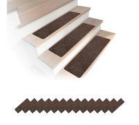 Relaxdays Tappetini per scale autoadesivi rettangolari 65x20 cm Set 16 pezzi Marroni