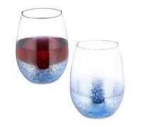 Relaxdays Set 2 bicchieri da vino senza stelo blu