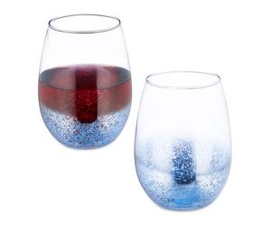 Relaxdays Set 2 bicchieri da vino senza stelo blu