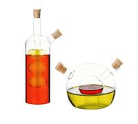 Relaxdays Set 2 Bottiglie Olio e Aceto 2-in-1 con Beccuccio Dosatore, Tappo Sughero, Vetro Borosilicato, 21 x 5.5 x 5.5