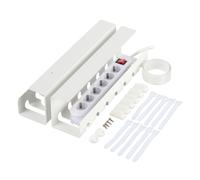 Relaxdays Canalina Passacavi, Set da 2 Raccogli Cavi da Scrivania, Cable Management, Copri Fili Pc, 10x43x10 cm, Bianco