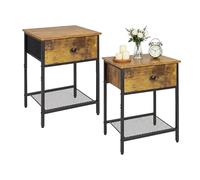 Relaxdays set 2 comodini, cassetto e ripiano, HxLxP: 55x40x30cm, industriale, legno/metallo, marrone/nero