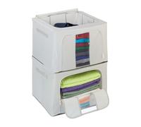 Relaxdays 2 Contenitori per Armadio con Cerniera, Organizer sotto Letto Porta Vestiti, Cambio Stagione, HLP: 33x50x40 cm, Acciaio, Plastica, Poliestere
