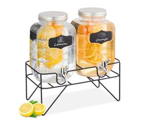 Relaxdays Set 2 dispenser di bevande con rialzo 4L