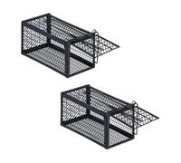 Relaxdays Trappola per Topi Vivi, Set da 2, Scaccia Roditori con Esca, HLP 12x24x11,5 cm, Mouse Trap Non Letale, Nero, Ferro, 29 x 25 x 12 cm