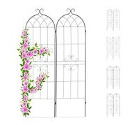 Relaxdays Set 2 Grigliati Giardino per Rampicanti, in Metallo 180x50cm Design a forma di arco, ad Incastro, Verde Scuro