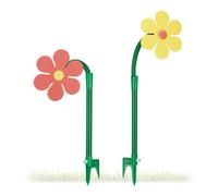 Relaxdays Set 2 irrigatori da giardino a forma di fiore, bambini, gittata 6 m, 360° HxLxP: 105 x 28 x 28 cm rosso giallo