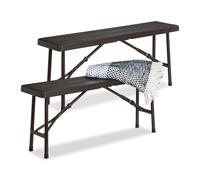 Relaxdays Panchina Pieghevole, Set da 2 Panche da Birreria Terrazza & Giardino, Effetto Legno, HLP 42x100x25 cm, Marrone