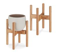 Relaxdays Supporti per fiori Set da 2, Portavasi Ø32 cm, regolabili e impilabili, bambù Marrone chiaro