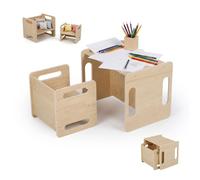 Relaxdays Set 2 pz tavolo e sgabello in legno