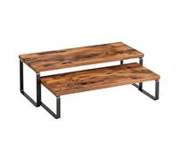 Relaxdays Set 2 Ripiani impilabili Organizer Cucina spezie/stoviglie Stile Industriale Marrone/Nero 16x40x20 cm