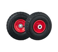 Relaxdays Sackkarrenrad 2er 3.00-4 Set 2 Ruote per Carrello e Carriola, Ruotino Scorta ad Aria con Cerchione in Acciaio, ASSE D: 16mm, Nero Rosso