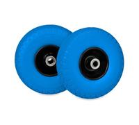 Relaxdays Ruota per Carrello 3.00-4, Set da 2, Gomma Piena, Cerchione in Acciaio, Antiforatura Fino a 100 kg, Nero Blu, 26 x 7.5 x 7.5 cm