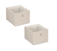 Relaxdays Scatola Portaoggetti, Set 2 Portagiochi da Scaffale, HLP 16x20,5x25 cm, Box in Stoffa Giochi, Libreria, Beige, Carta