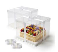 Relaxdays Set 2 scatole trasparenti con fiocco