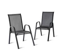 Relaxdays Set 2 Sedie da Giardino in Poliestere e Metallo, Schienale Alto, Braccioli, Impilabili, 150 kg, 90x56x65 cm An