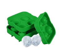 Relaxdays Set Vaschette per Cubetti di Ghiaccio, 2 Stampi per 4 Sfere da 4,5 cm, Portaghiacchio in Silicone, Verde