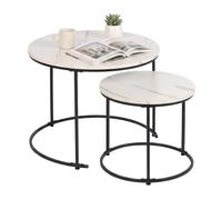 Relaxdays Set 2 tavolini effetto marmo e metallo