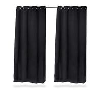 Relaxdays Set 2 Tende Oscuranti per Interni, Termiche, a Drappeggio, Occhielli, Salotto e Camera, HxL: 245x135 cm, Nero, Ferro