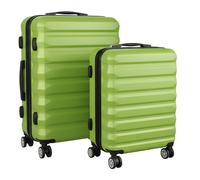 Relaxdays Set valigie rigide 2 pz S+M, 4 Ruote, Manico telescopico, Lucchetto Combinazione, Verde.